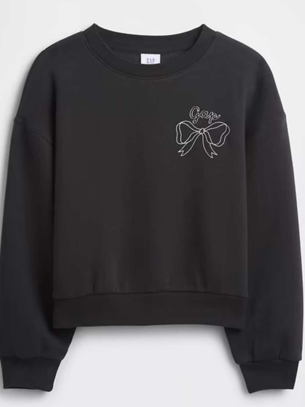 GAP Black Sweatshirt with White Bow Outline NWT size 8
